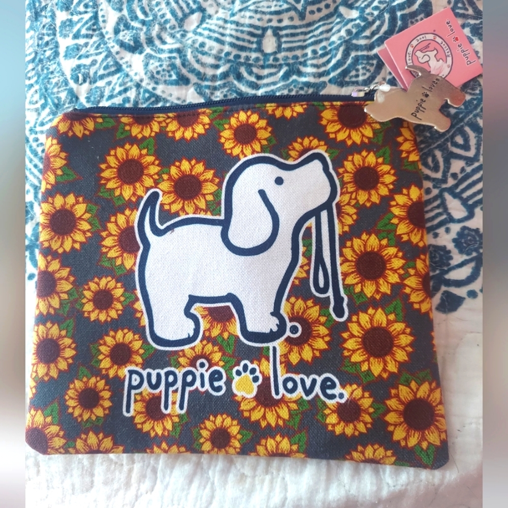 Puppy love Sunflower Zipper Pouch
